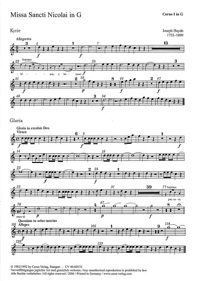 J. Haydn: Missa Sancti Nicolai G-Dur Ho, GesGchOrchOr (Hrn1)