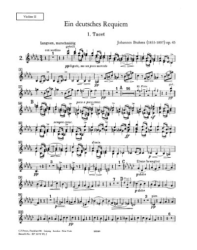 J. Brahms: Ein deutsches Requiem op. 45, 2GsGchOrchOr (Vl2)
