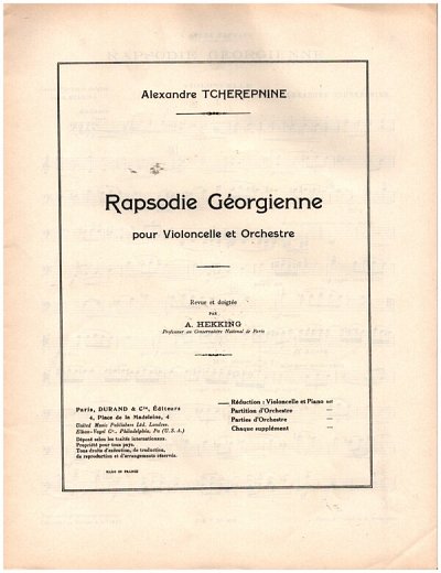 Rhapsodie Georgienne Vlc-Piano  (Part.)