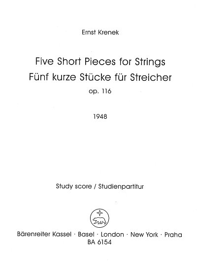 E. Krenek: Five Short Pieces for Strings (Fün, 2VlVaVc (Stp)
