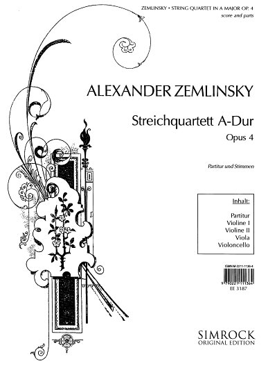 A. v. Zemlinsky: Streichquartett A-Dur op. , 2VlVaVc (Pa+St)