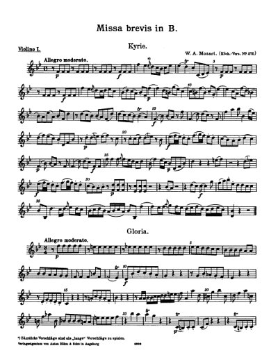 W.A. Mozart: Missa brevis in B KV 275 Violino I