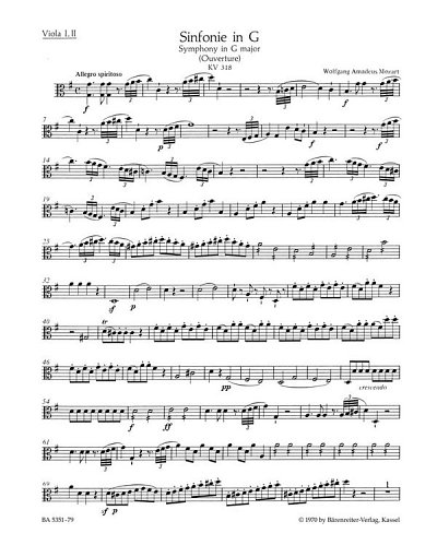 W.A. Mozart: Sinfonie (Ouvertüre) Nr. 32 G-Dur , Sinfo (Vla)