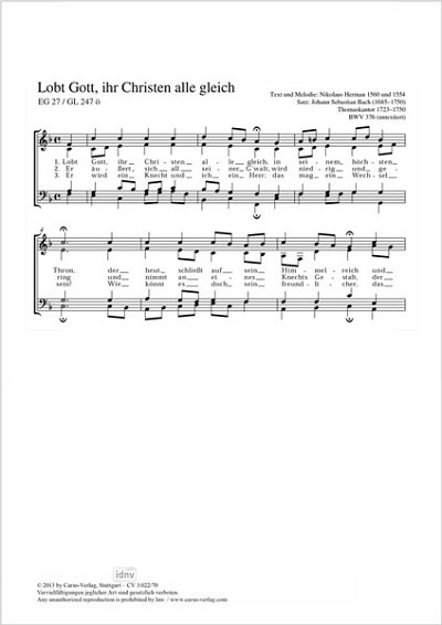 DL: J.S. Bach: Lobt Gott, ihr Christen allzugleich, GCh4 (Pa