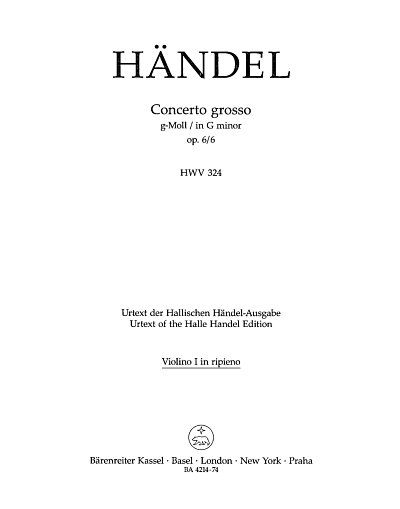 AQ: G.F. Händel: Concerto grosso g-Moll op. 6/6 HWV (B-Ware)