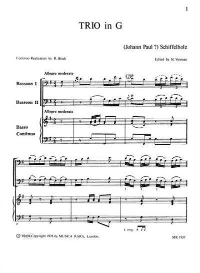 Schiffelholtz Johann Paul: Triosonate in G