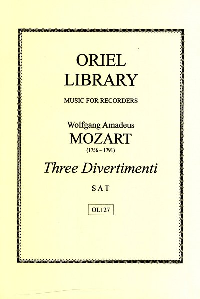 AQ: W.A. Mozart: 3 Divertimenti Music For Recorders (B-Ware)