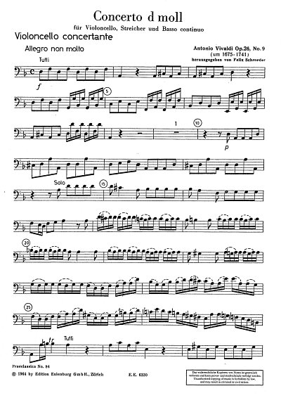 A. Vivaldi: Concerto d-Moll op. 26/9 RV 4, VcStroBc (Vcsolo)