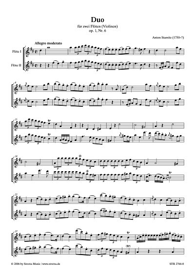 DL: A. Stamitz: Duo D-Dur fuer zwei Floeten (Violinen) / op.