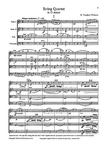 R. Vaughan Williams: String Quartet In G Mi, 2VlVaVc (Part.)