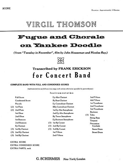 V. Thomson: Fugue And Chorale On Yankee Doodle - Full Score