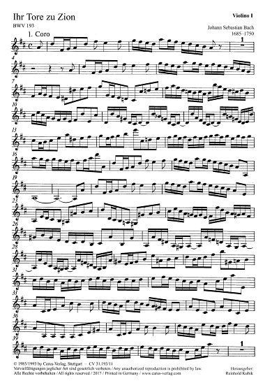 J.S. Bach: Ihr Tore zu Zion BWV 193, 2GesGchOrchB (Vl1)