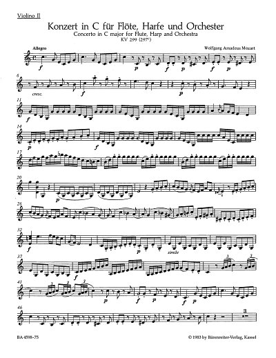 W.A. Mozart: Konzert fuer Floete, Harfe und O, FlHrfOrch (Vl