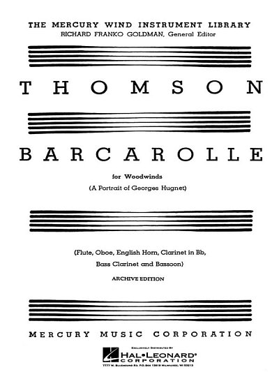 V. Thomson: Barcarolle (A Portrait of Georges Hugnet)
