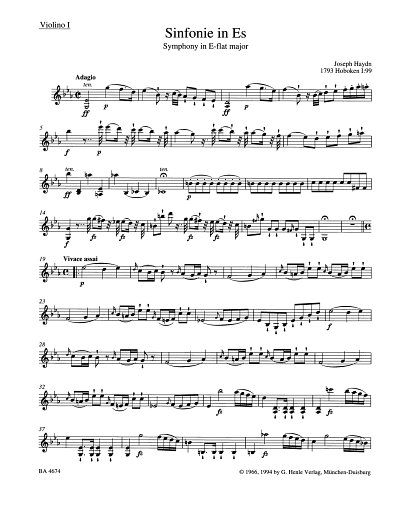 J. Haydn: Londoner Sinfonie Nr. 7 Es-Dur Hob. I, Sinfo (Vl1)