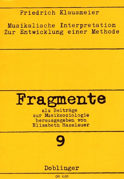 F. Klausmeier: Musikalische Interpretation (Bu)