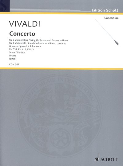 A. Vivaldi: Concerto g-Moll RV 531, PV 411, 2VcStrBc (Part.)