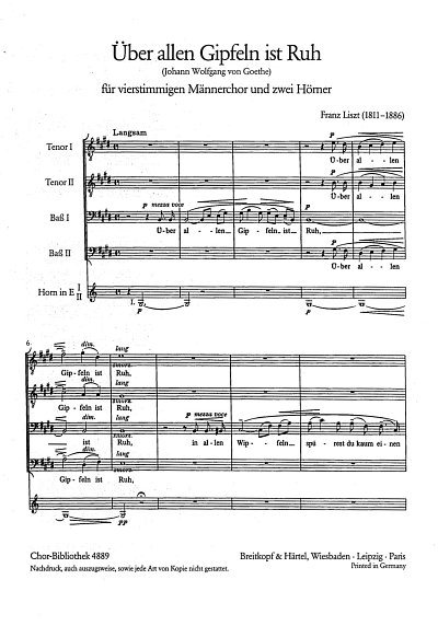 F. Liszt: Ueber Allen Gipfeln Ist Ruh