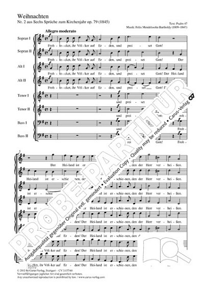 F. Mendelssohn Bartholdy: Weihnachten G-Dur MWV SD 42 (1845)