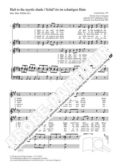 DL: J. Haydn: Hail to the Myrtle Shade A-Dur Hob. XXXIc: (Pa