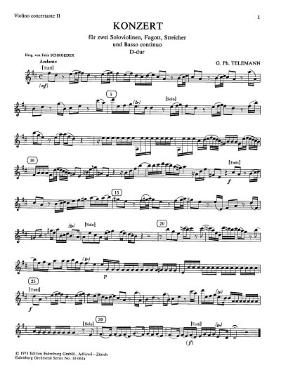 G.P. Telemann: Konzert für 2 Violinen, Fagott und Orchester 