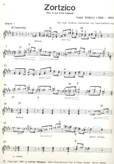 I. Albéniz: Zortzico (aus: Suite España) op. 165,N.6