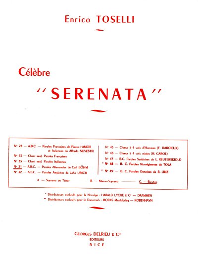 E. Toselli: Serenata Op.6, GesBrKlav (Bu)
