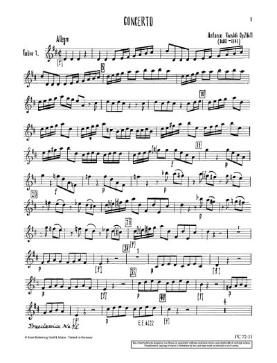 DL: A. Vivaldi: Concerto D-Dur, VlStrBc (Vl1)