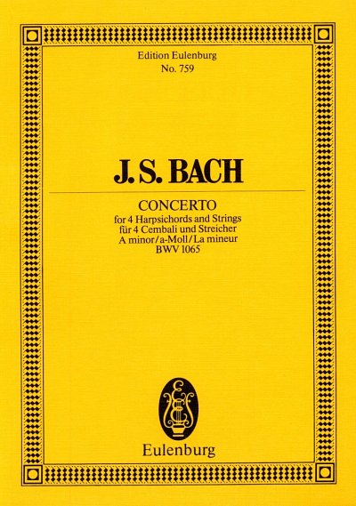 J.S. Bach: Konzert A-Moll Bwv 1065 Eulenburg Studienpartitur