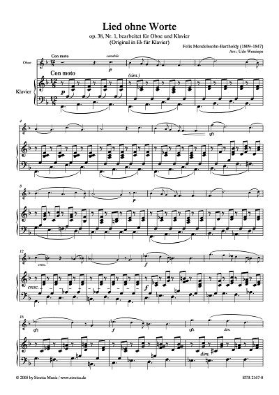 DL: F. Mendelssohn Bartholdy: Lied ohne Worte op. 38, Nr. 1 