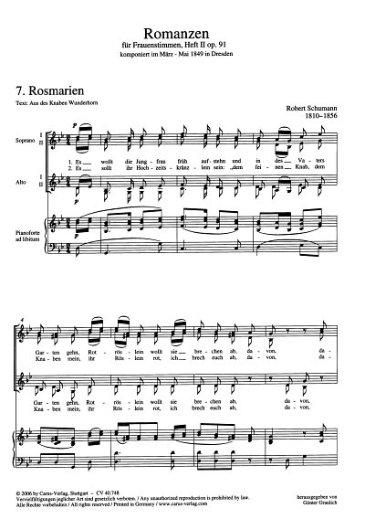 R. Schumann: Romanzen fuer Frauenstimmen, Heft II op. 91