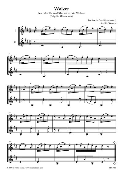 DL: F. Carulli: Walzer fuer zwei Violinen oder Klarinetten