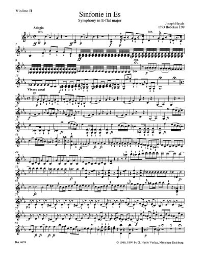 J. Haydn: Londoner Sinfonie Nr. 7 Es-Dur Hob. I, Sinfo (Vl2)