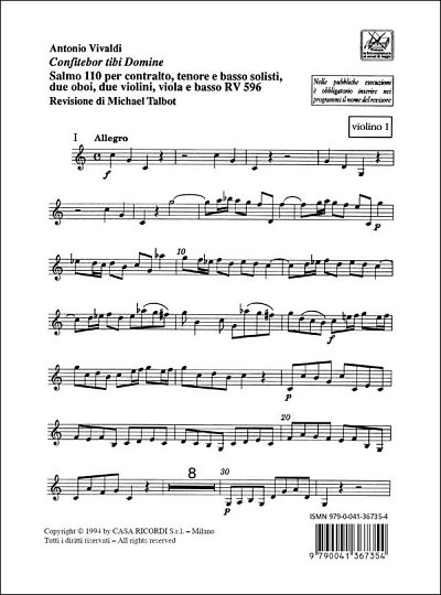A. Vivaldi: Confitebor Tibi Domine. Salmo 110 Rv 596