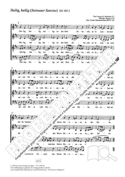 DL: J.S. Bach: Heilig ist der Herre Zebaoth D-Dur , GCh4 (Pa