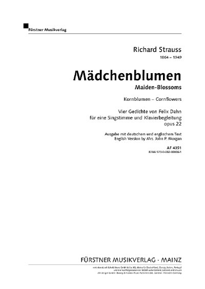 R. Strauss: Maiden-Blossoms – Four Poems by Felix Dahn for Voice and Piano