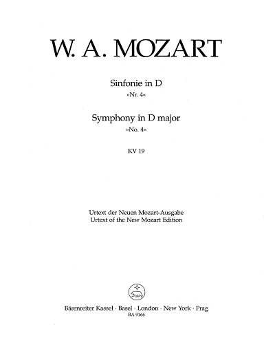 W.A. Mozart: Sinfonie Nr. 4 D-Dur KV 19, Sinfo (HARM)