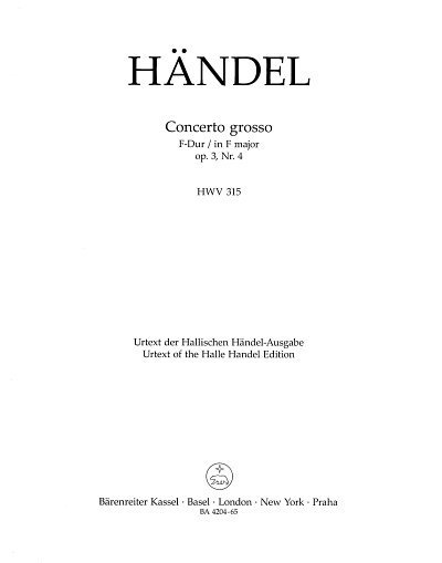 G.F. Haendel: Concerto grosso F-Dur op. 3/, 2Vl2VcOrBc (HARM