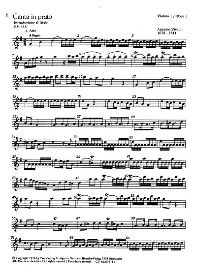 A. Vivaldi: Canta in prato RV 636; Introduzione al Dixit / E