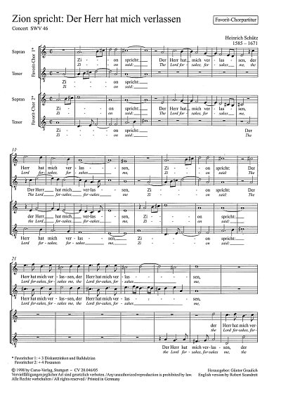 H. Schütz: Zion spricht dorisch SWV 46 (op. 2, 25) (1619)