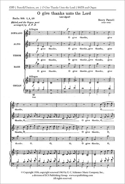 H. Purcell: O Give Thanks Unto the Lord
