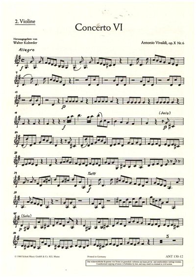 A. Vivaldi: Concerto Nr. 6 op. 10/6 RV 437/PV 105  (Vl2)
