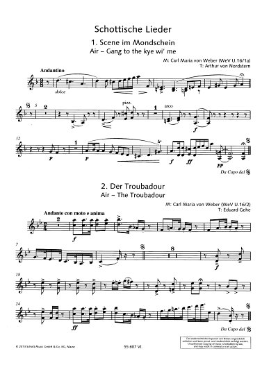 C.M. von Weber: Schottische Lieder WeV U.16, Ges4Instr (Vl)