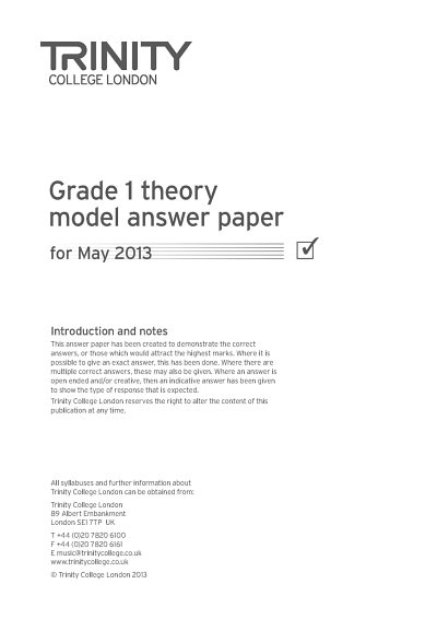 Theory Model Answer Paper Grade 1 2013