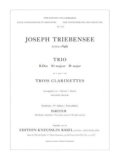 J. Triebensee: Trio für 3 Klarinetten B-Dur, 3Klar (Part.)