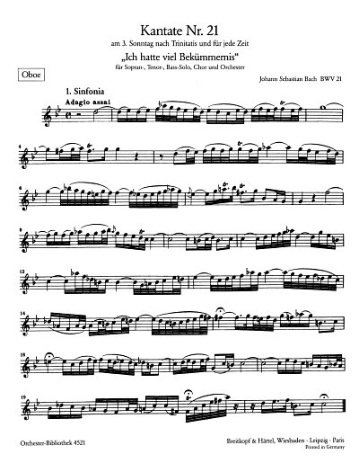 J.S. Bach: Ich hatte viel Bekuemmernis BWV, 3GsGchOrchBc (Ob
