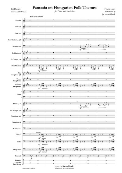 F. Liszt: Fantasia on Hungarian Folk Them, KlavBlaso (Pa+St)