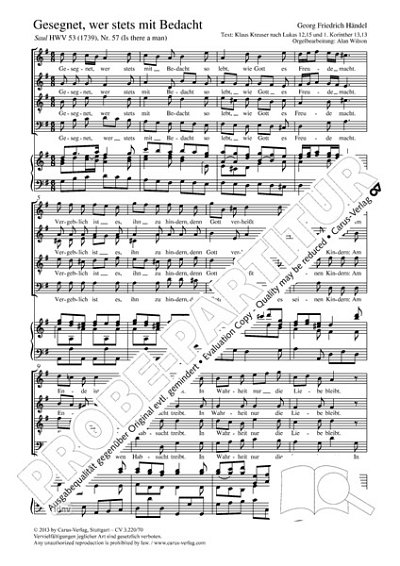 DL: G.F. Händel: Gesegnet, wer stet mit Bedacht , GchOrg (Pa