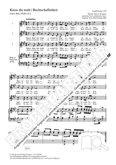 DL: J. Haydn: Know the truth (Rechtschaffenheit) A-Dur H (Pa