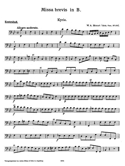 W.A. Mozart: Missa brevis in B KV 275 Violoncello / Basso